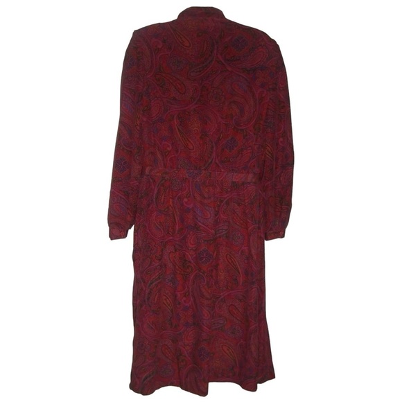 Kenny Classics Dress Vintage 50s Red Paisley Shirt Belt Retro Boho Pinup Plus - Picture 4 of 13